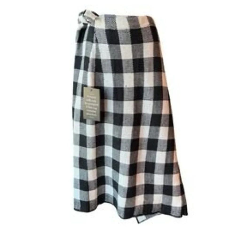 Pomander Place Black White Gingham Knit Wrap Skirt Women's Size M
